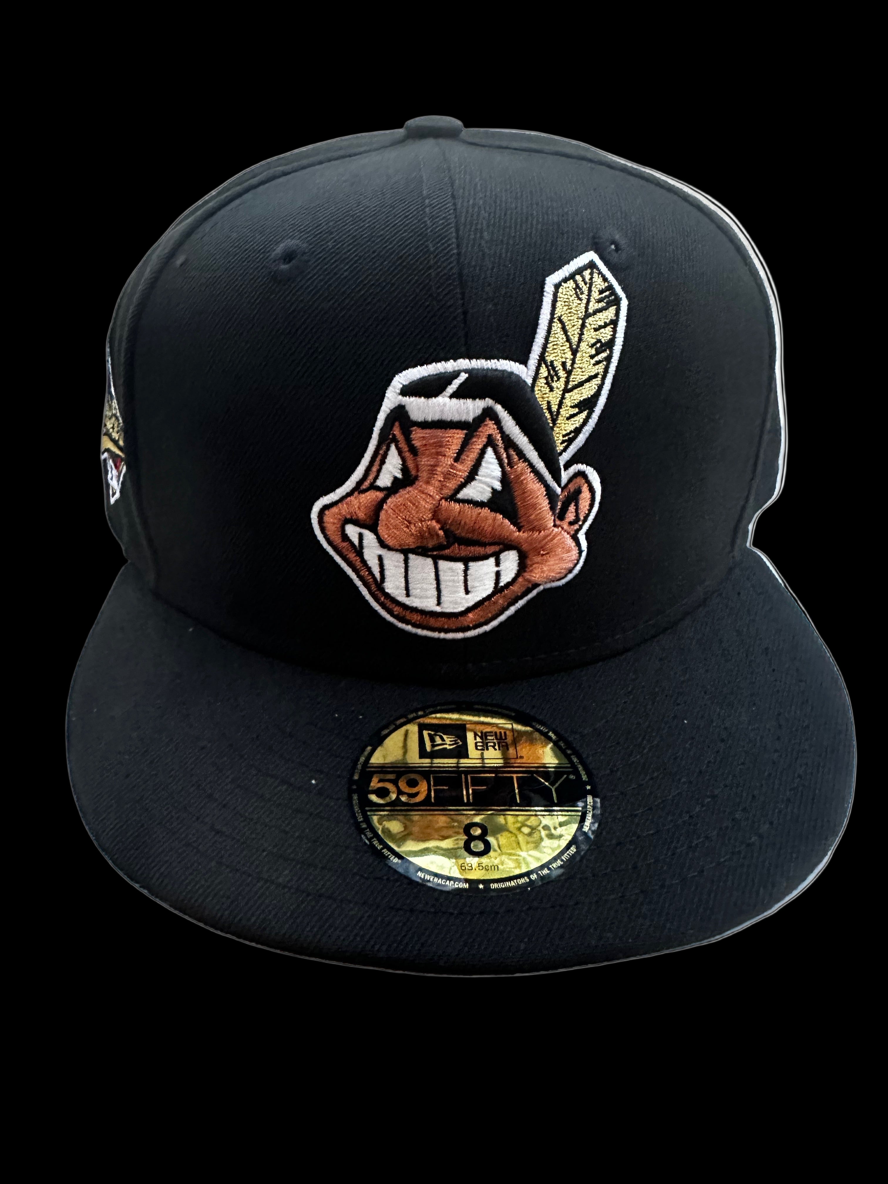 Cleveland Indians Black Hat Copper Head Chief Wahoo Fitted