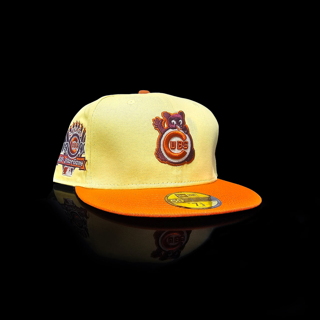 New Era 59Fifty Fitted Visor - Soft Yellow, Rust Orange, Maroon - Chicago Cubs 1990 All Star Game Patch