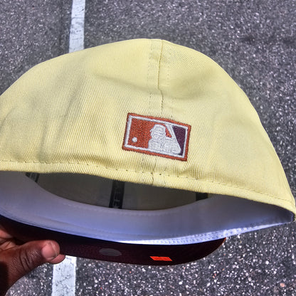 New Era 59Fifty Fitted Visor - Soft Yellow, Rust Orange, Maroon - Chicago Cubs 1990 All Star Game Patch (BF)
