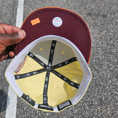 New Era 59Fifty Fitted Visor - Soft Yellow, Rust Orange, Maroon - Chicago Cubs 1990 All Star Game Patch (BF)