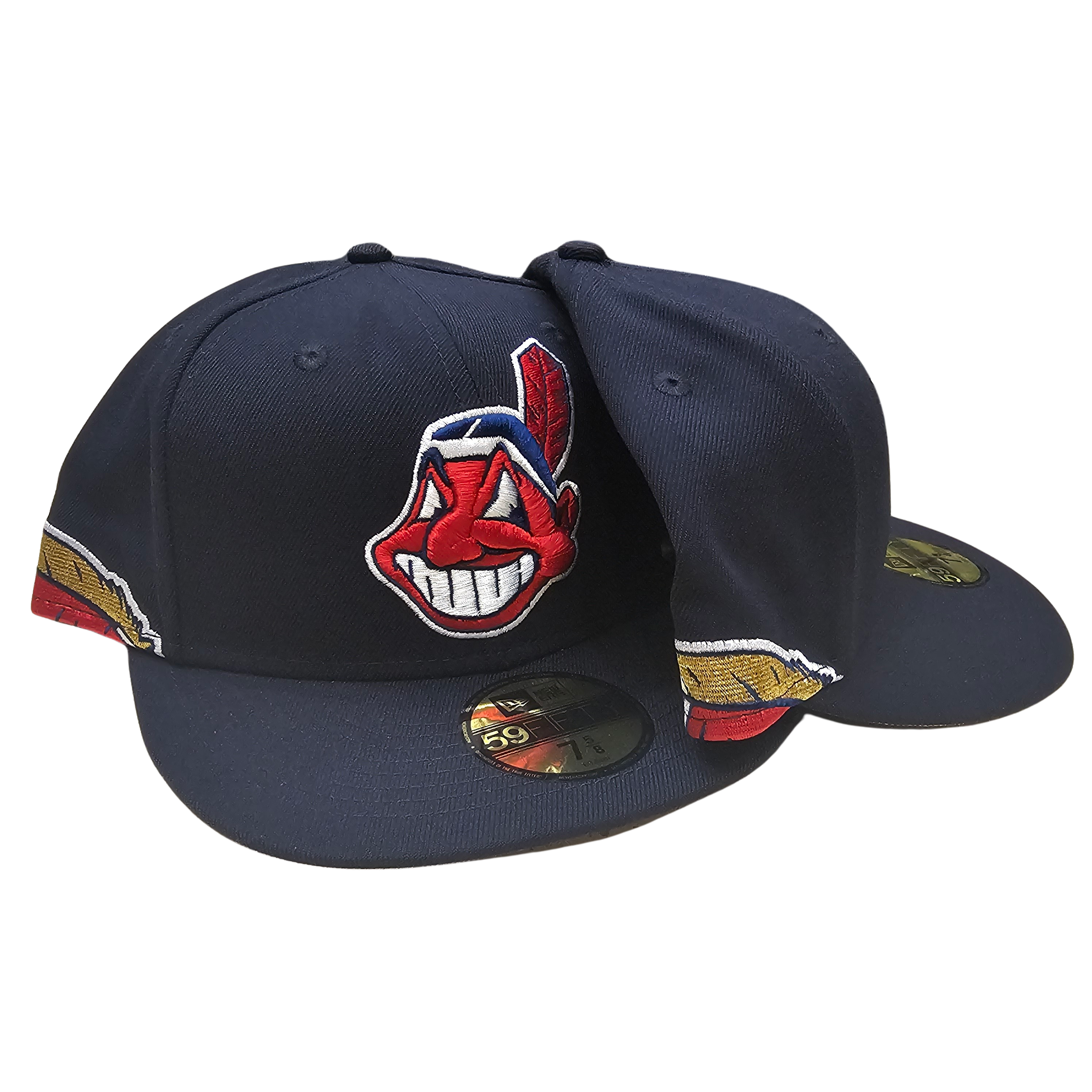 All Blue Cleveland Indians Chief Wahoo Feather 59fifty New Era