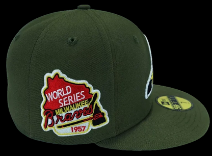 Atlanta Braves 1957 World Series Olive Green Copper Face | New era 59fifty Fitted