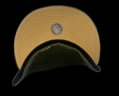 Golden Chief: Olive Green Cleveland Indians 59Fifty with Gold Metal Chief Wahoo
