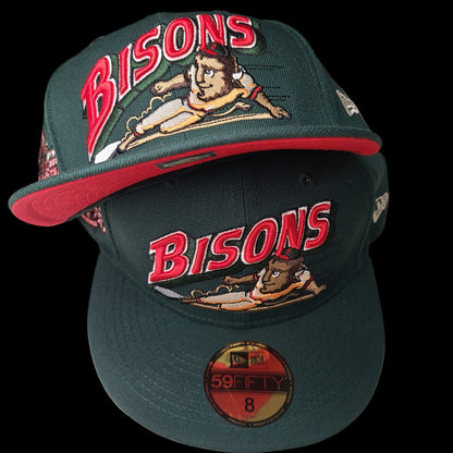 New Era: MiLB Bisons Dark Green Fitted Hat (BF)