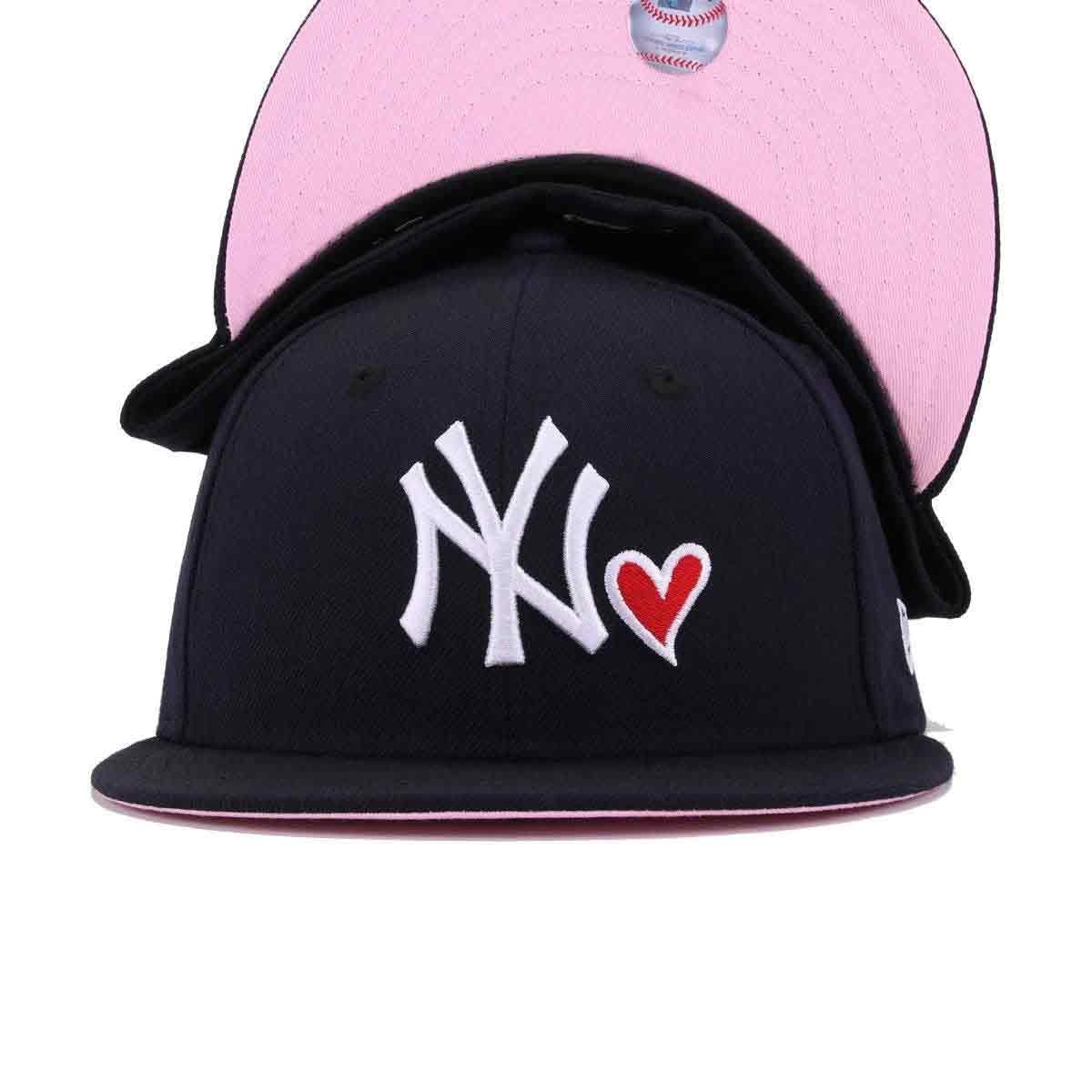 New York Yankees Navy, Red Heart Pink Bottom New Era 59Fifty Fitted