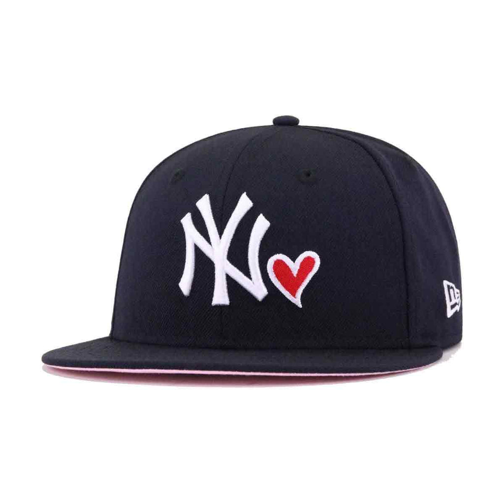 New York Yankees Navy, Red Heart Pink Bottom New Era 59Fifty Fitted
